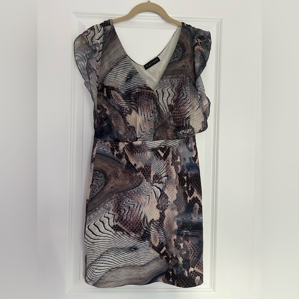 Melrose Snake Grey Swirl Patterned Dress